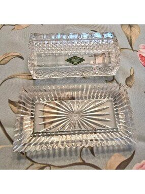 Shannon Crystal Ireland Butter Dish Leaded Crystal Diamond Fan Design JH8021
